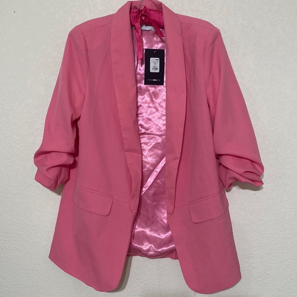 Pink rushed sleeve Blazer